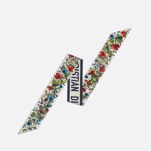 Brand New Dior D-Millefiori Mitzah Scarf in White Silk Twill